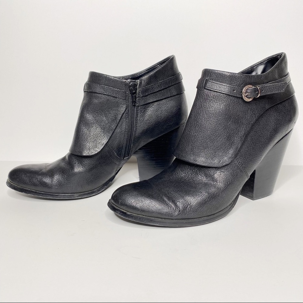 NINE WEST UPBEATO 10 Black Stacked heel Booties